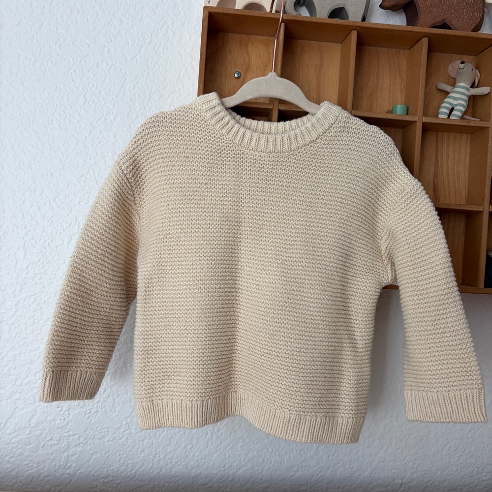 Zara Cream Knit Crewneck Sweater